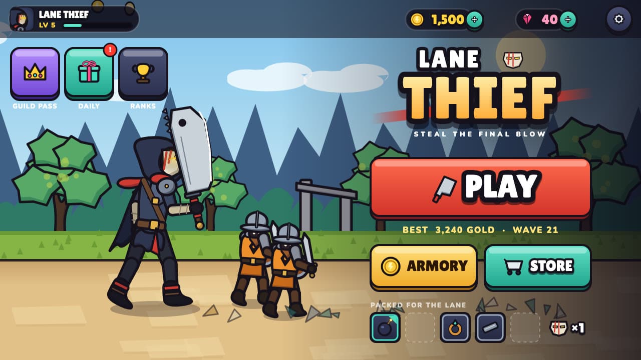 Lane Thief home screen